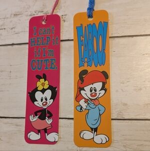 1993 Animaniacs Bookmarks - Dot on Pink and Yakko on Orange - Looney Tunes